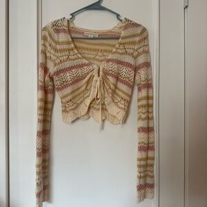 Aeropostale Cream and Pink Knit Crop Top
